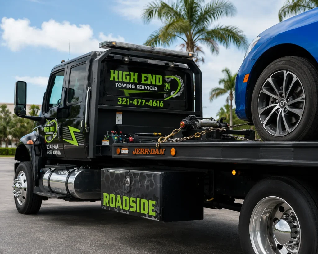 Tow truck with high-end towing service