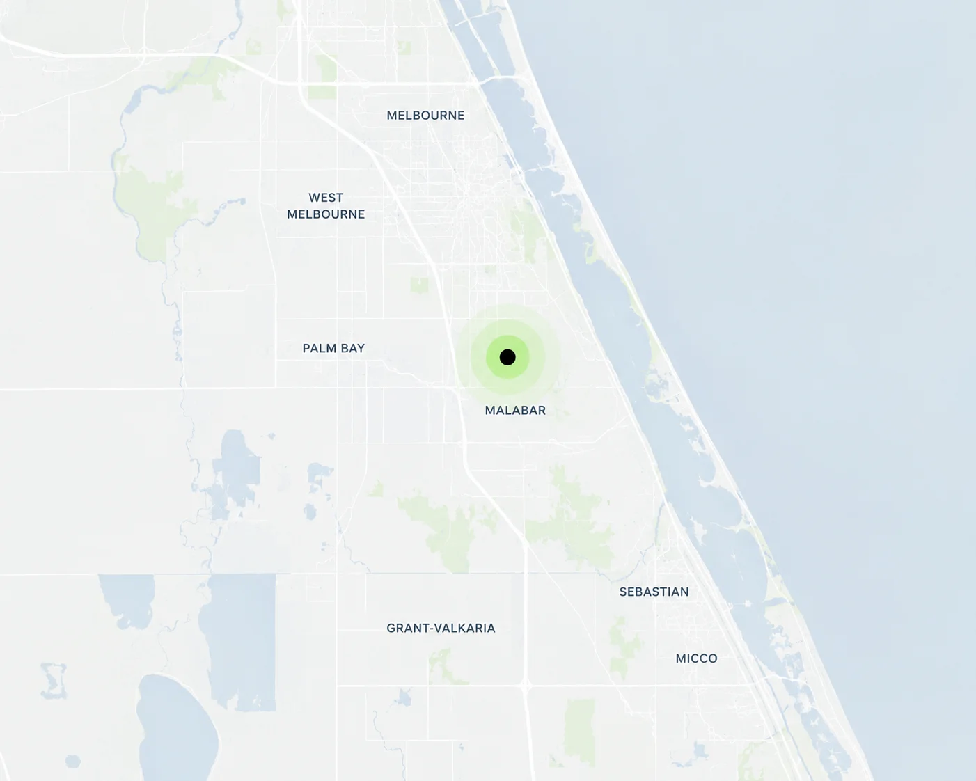 Minimalist coastal map with location marker
